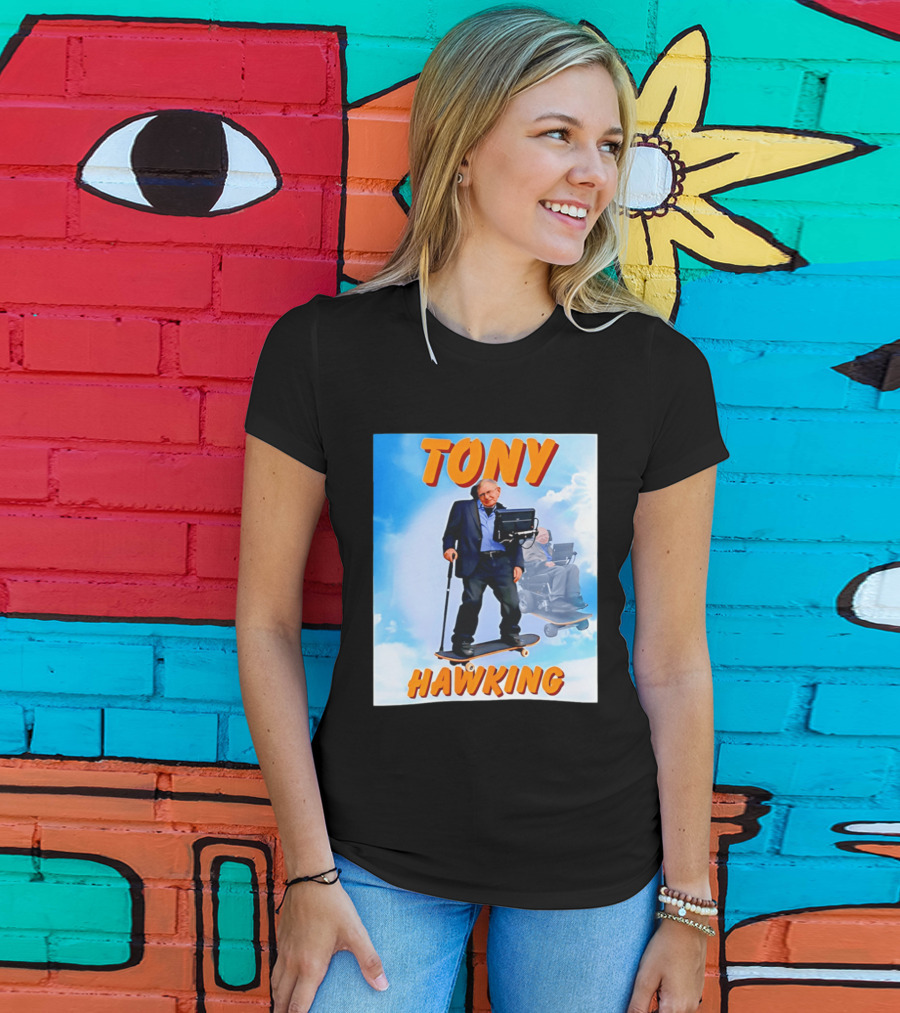 Tony Hawking Skateboard Fusion Surreal Humor T-Shirt