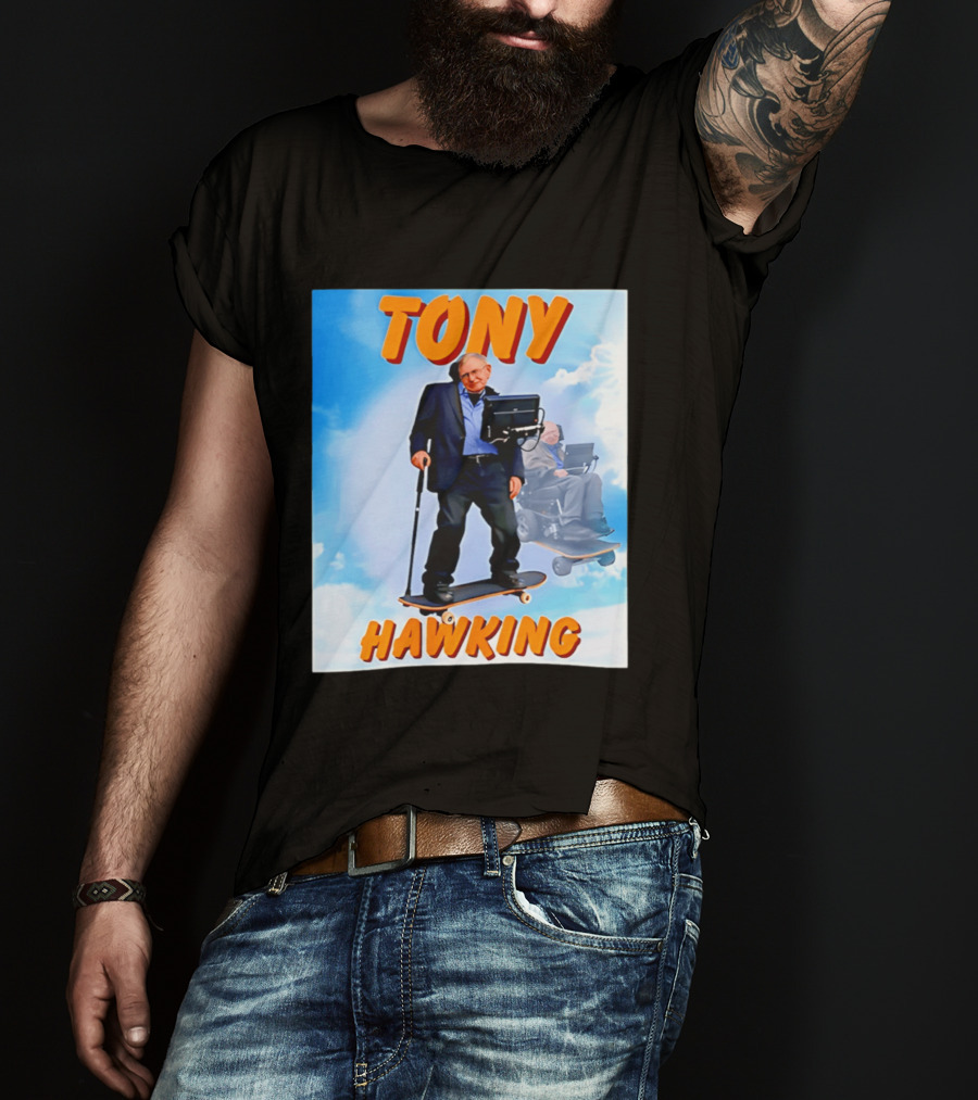 Tony Hawking Skateboard Fusion Surreal Humor T-Shirt