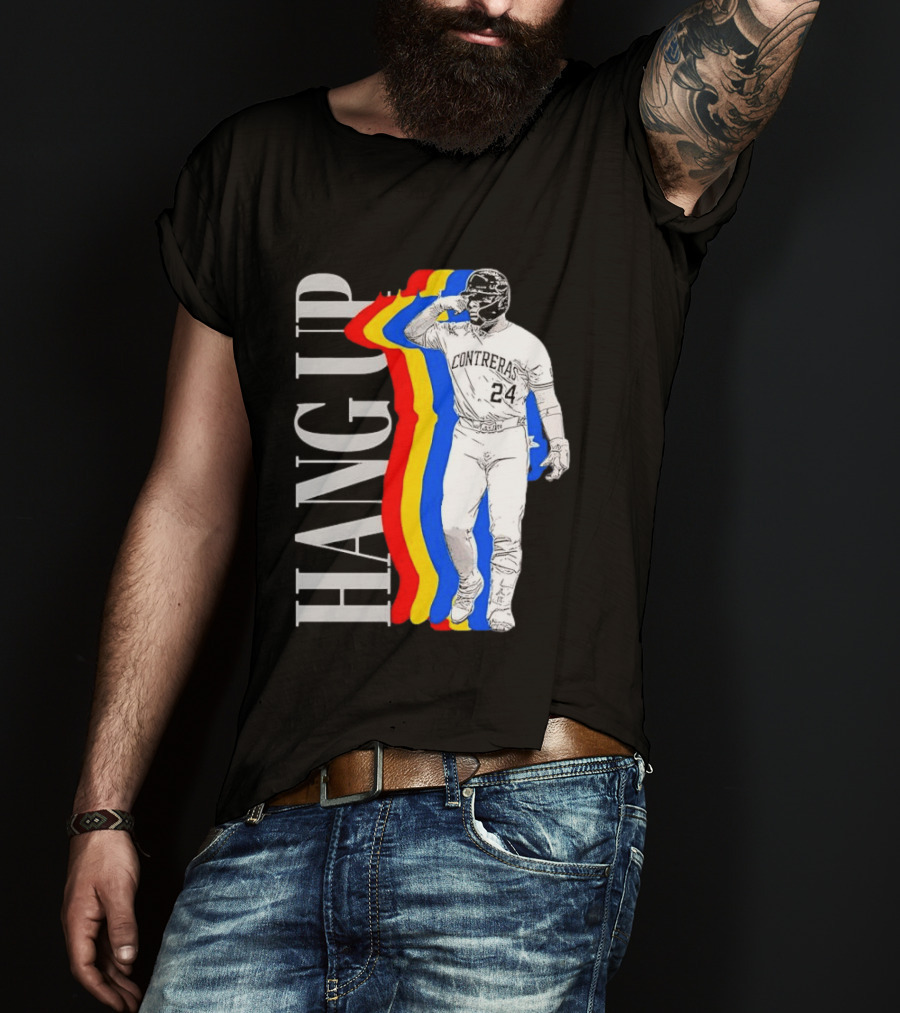 Willson Contreras 24 Hang Up Baseball Art With Colorful Stripes T-Shirt