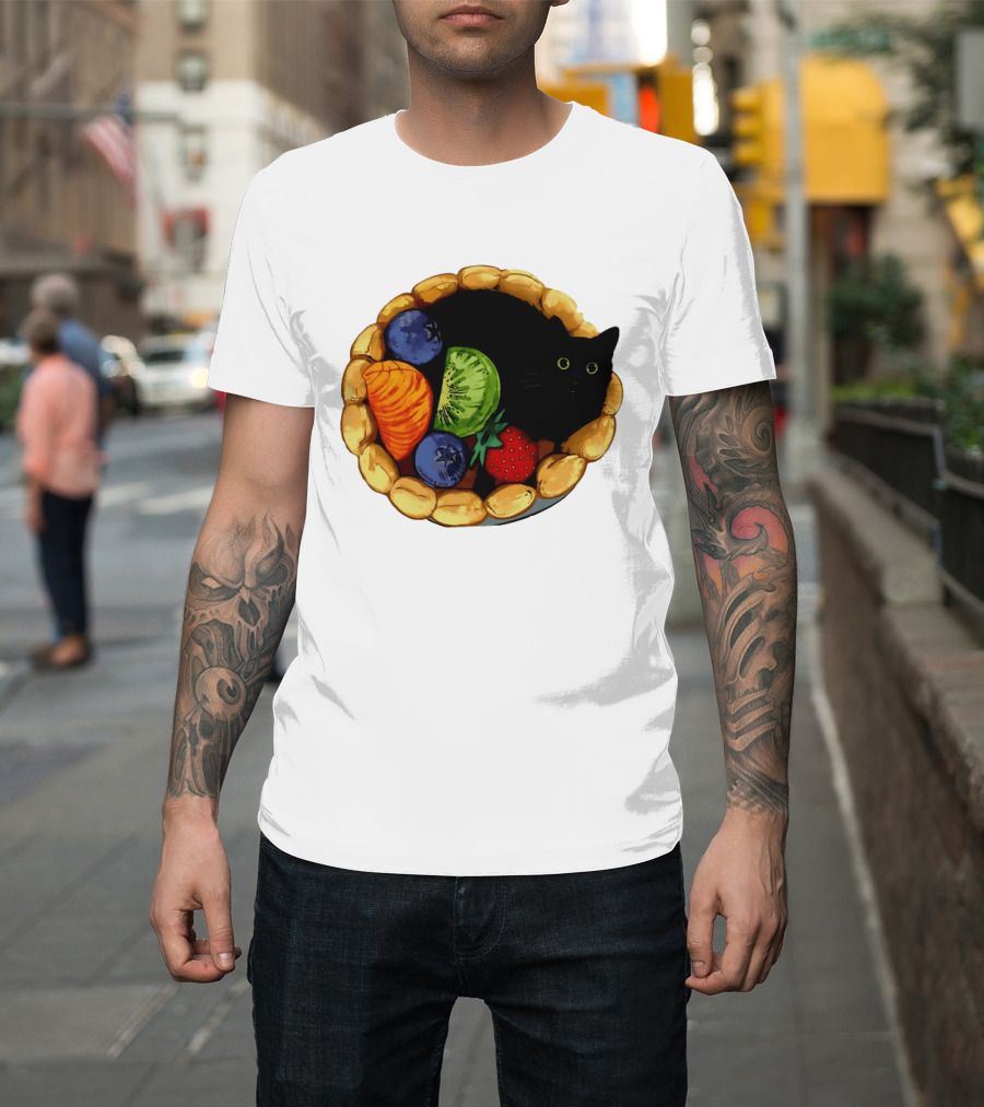 Black Cat Surrounded By Mixed Fruit Tart T-Shirt