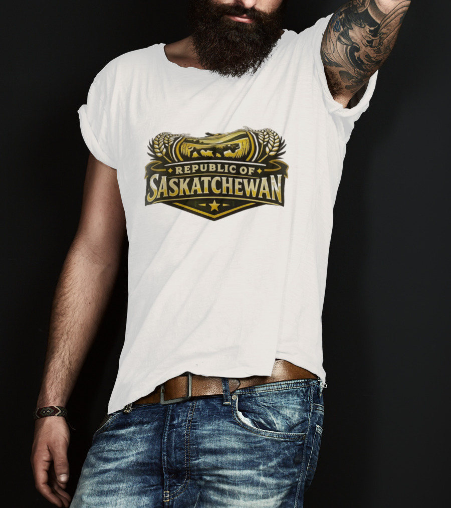 Republic Of Saskatchewan Wheat And Lion T-Shirt