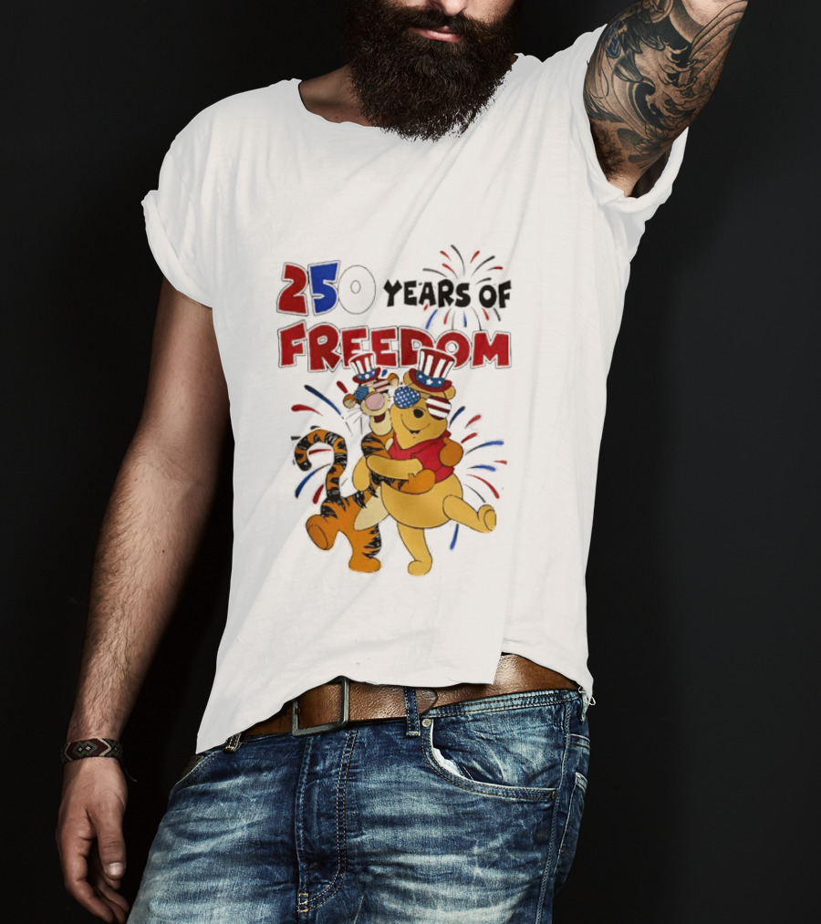 250 Years Of Freedom Winnie The Pooh And Tiger Celebration T-Shirt