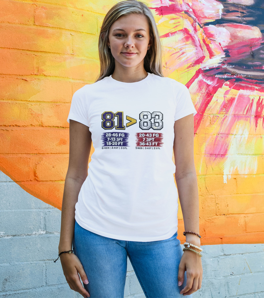 81 Greater Than 83 Kobe Bryant Legendary Performance Stats T-Shirt