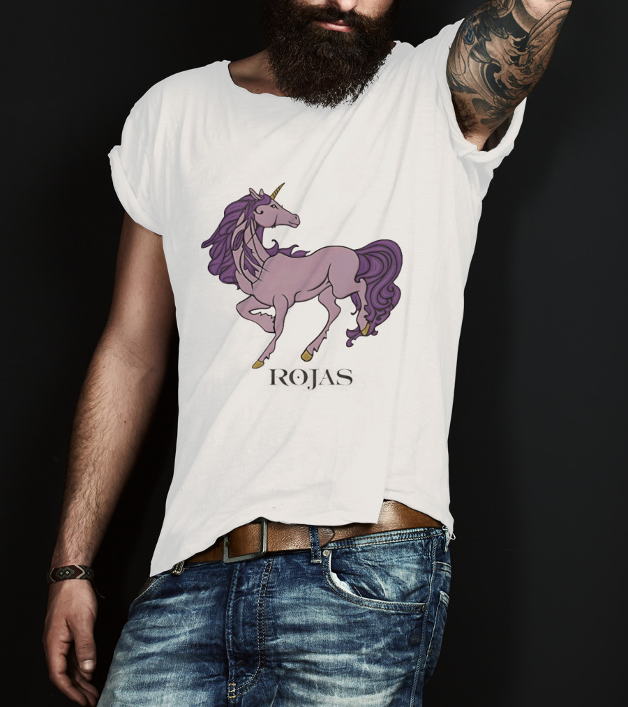 Rojas Pink Unicorn With Purple Mane T-Shirt