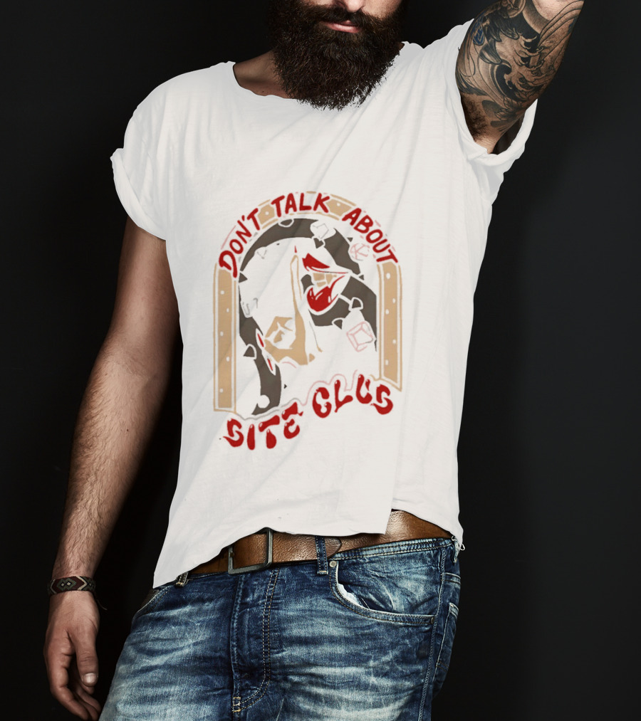 Don't Talk About Bite Club Sealed Lips Finger Gesture T-Shirt