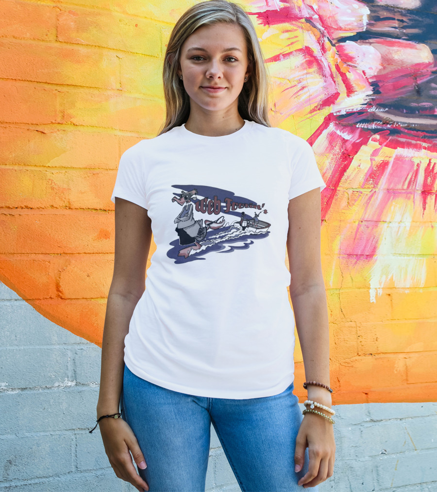 Web Footin' Cartoon Duck Boating Adventure T-Shirt