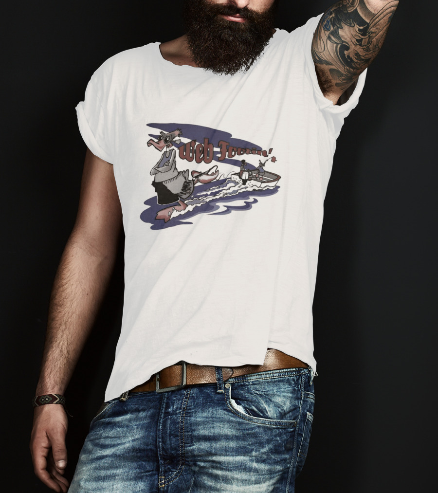 Web Footin' Cartoon Duck Boating Adventure T-Shirt