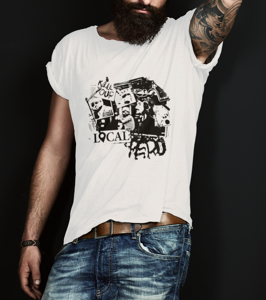 Kill Your Local Hero Revolver Collage Text Faces T-Shirt
