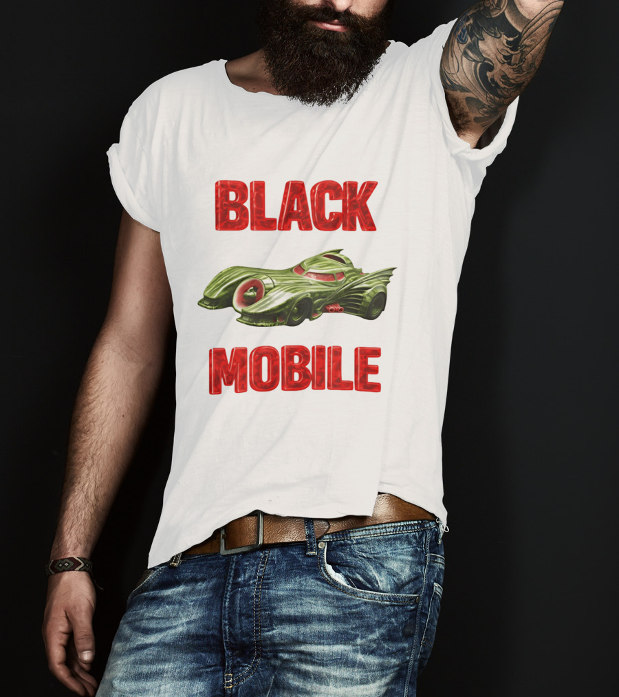 BLACK MOBILE Car Retro Inspired Vehicle T-Shirt