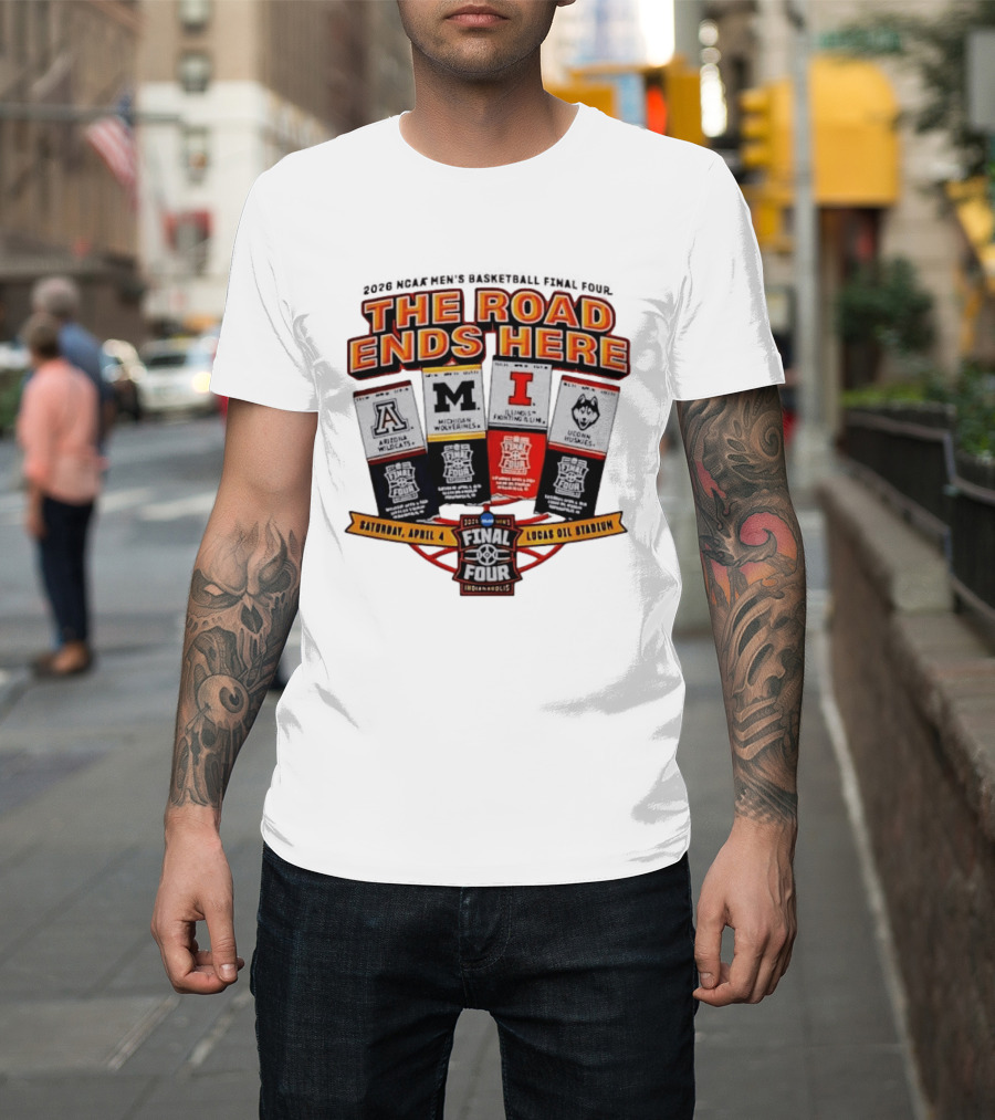 2026 NCAA Men's Basketball Final Four Arizona Michigan Illinois UConn April 4 Lucas Oil Stadium T-Shirt