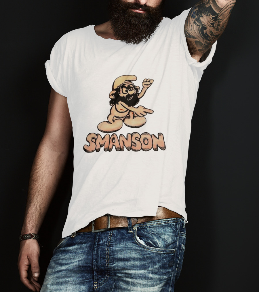 Smanson Smurf X Charles Manson Character Mashup T-Shirt