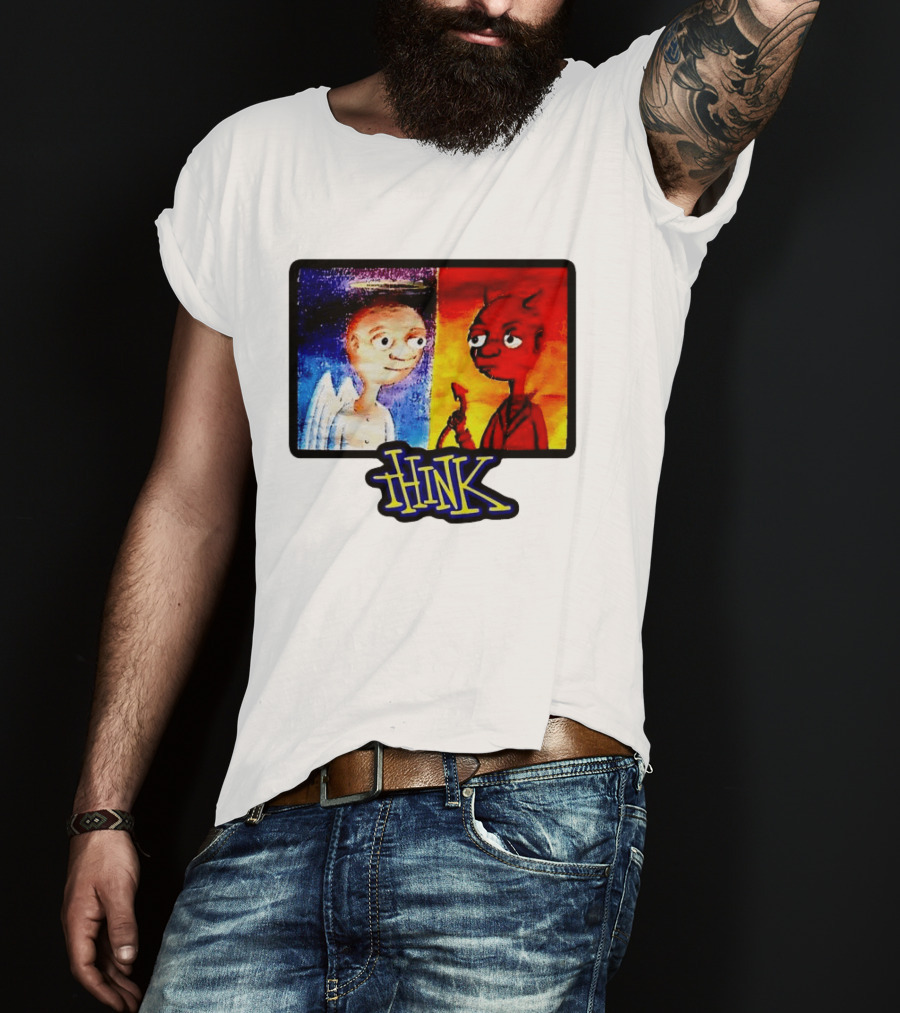 90s Classic Think Angel Vs Devil Cartoon TV Skateboard T-Shirt