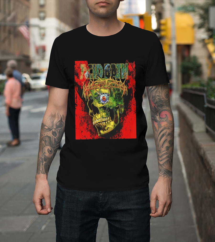 Acid Bath Skull Crown Of Thorns Red T-Shirt