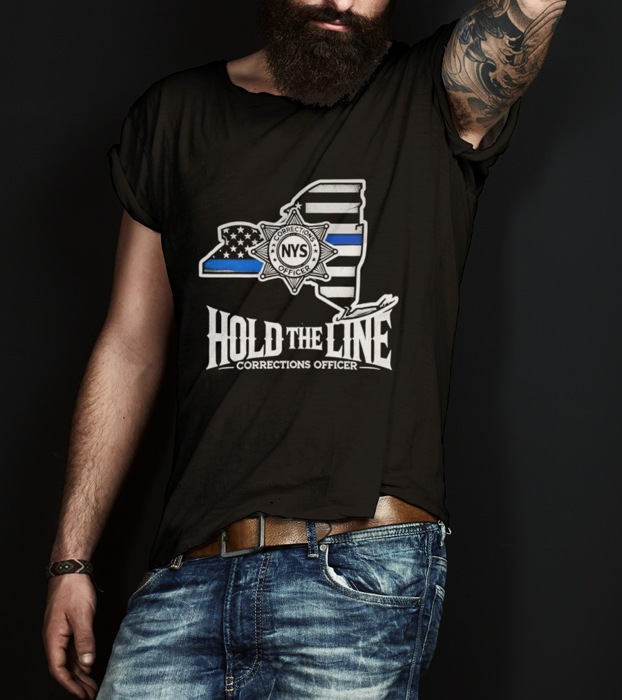 Hold The Line NYS Corrections Officer Blue Line T-Shirt