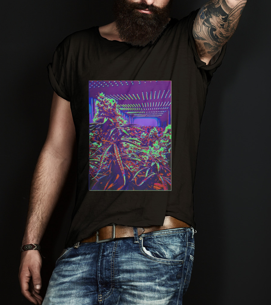 Plant Life By Wicked High Society Neon Cannabis Indoor Garden Purple LED Glow T-Shirt