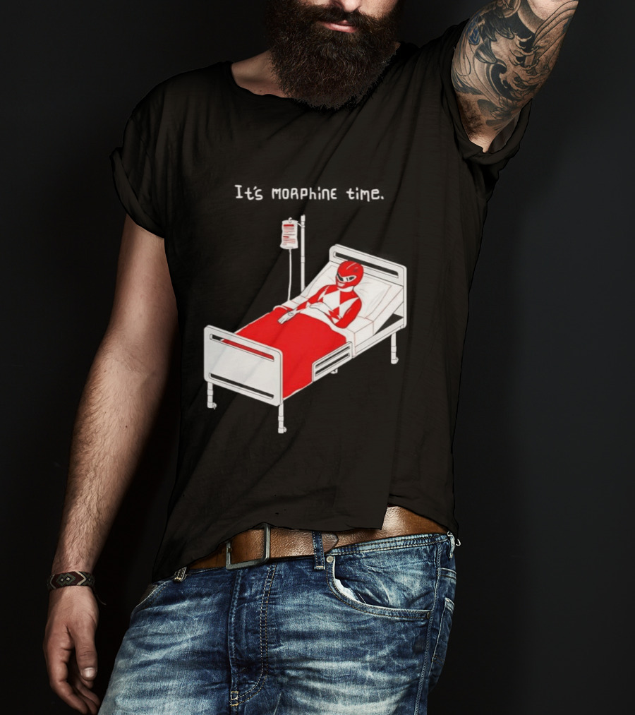 Red Ranger It's Morphin Time Power Rangers On Hospital Bed Scene T-Shirt