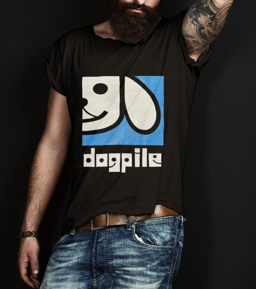 90s Dogpile Logo With Smiling Dog Face T-Shirt