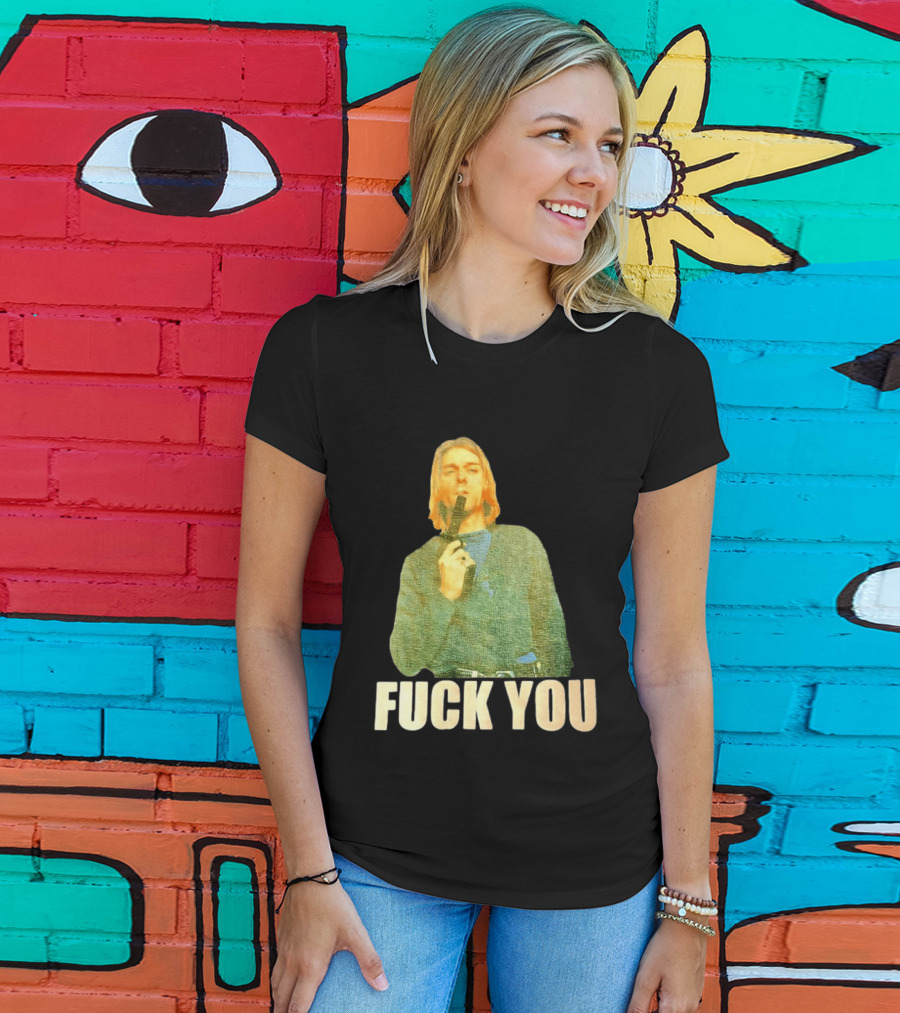 Kurt Cobain Fuck You Gun Image T-Shirt