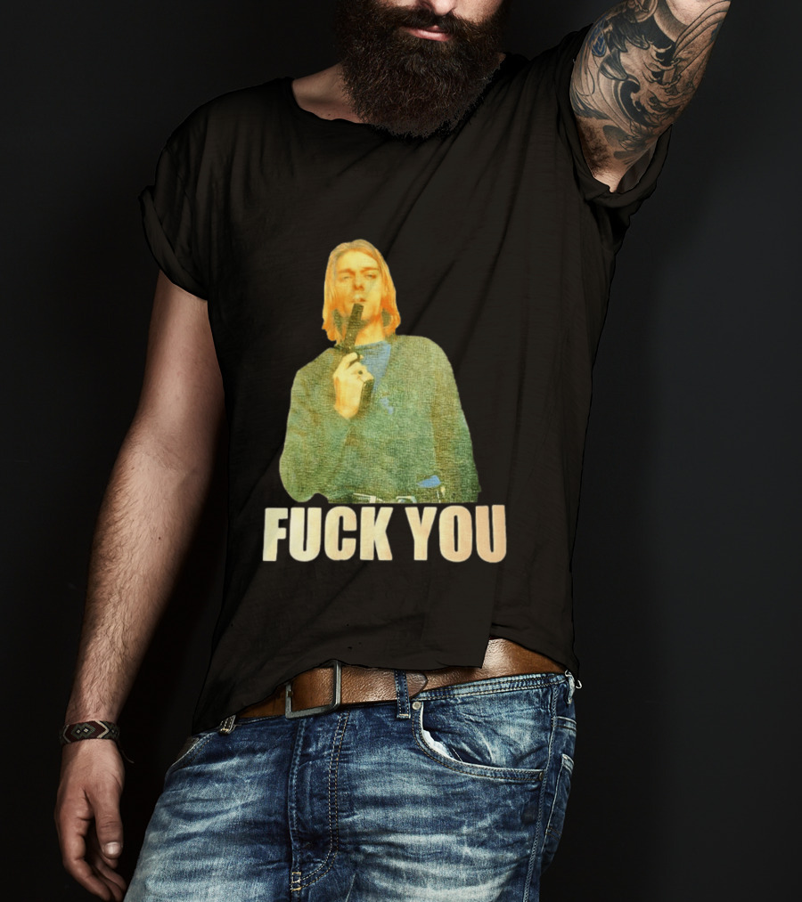 Kurt Cobain Fuck You Gun Image T-Shirt