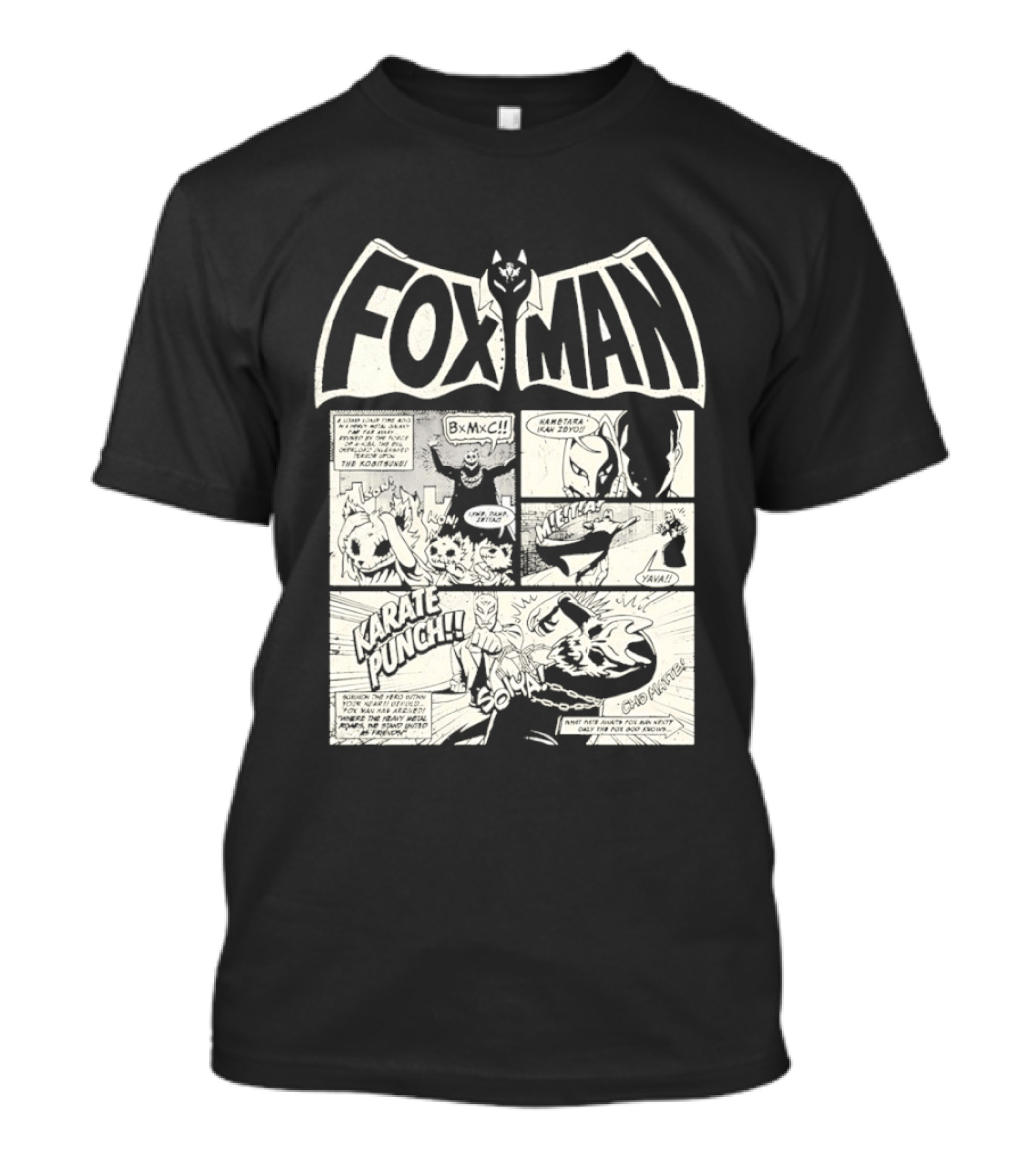 Fox Man Comic Babymetal Dead Pop Festival Japan 2026 Batman Style Panels Graphic Punch T-Shirt