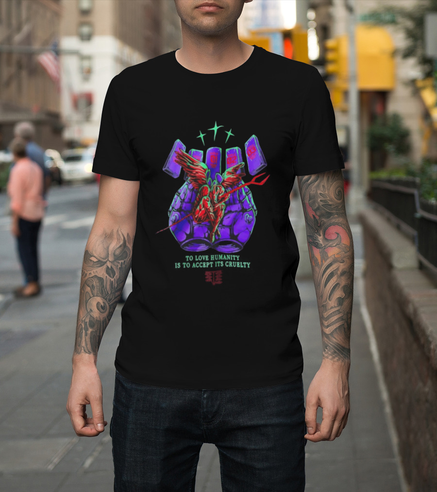 To Love Humanity Accept Its Cruelty Angel Devil Wings T-Shirt