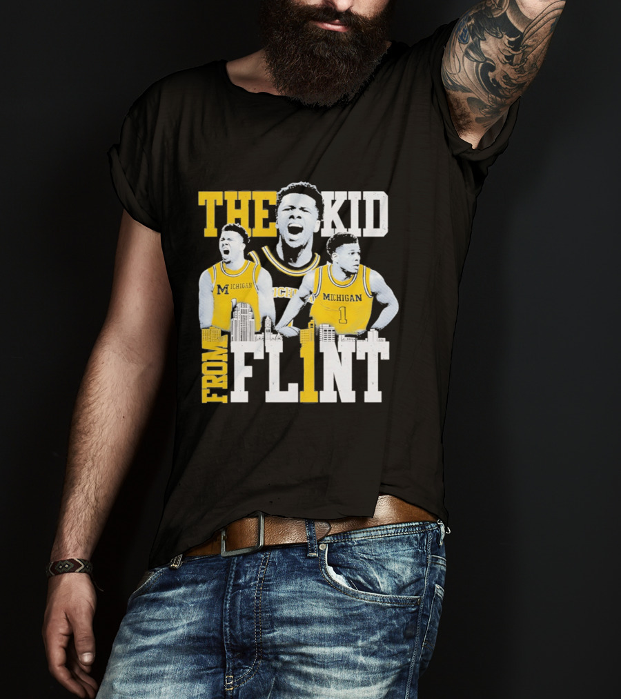 The Kid From Flint Trey McKenney Michigan Wolverines Basketball Skyline T-Shirt