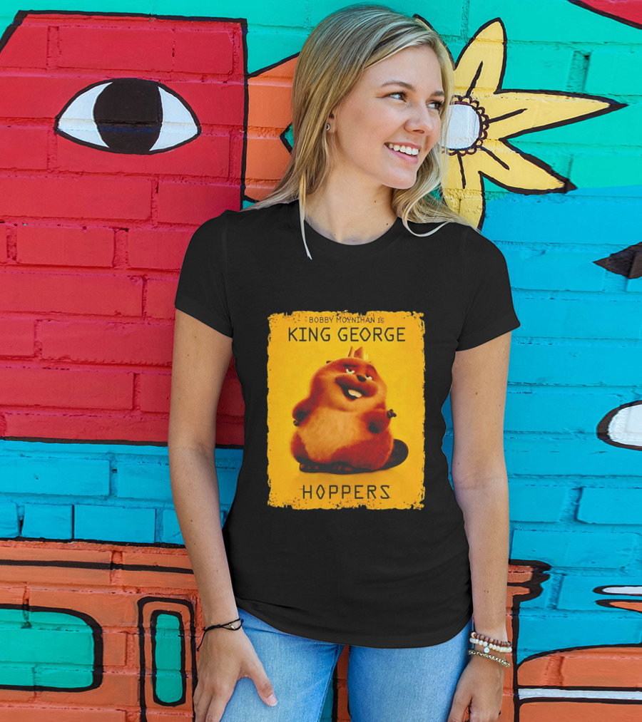 Bobby Moynihan Is King George Hoppers Smiling Cartoon Character With Crown On Orange T-Shirt