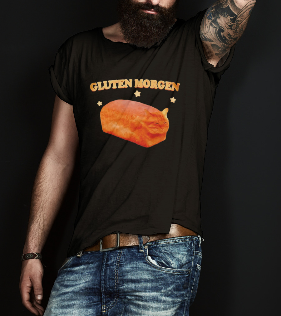 Gluten Morgen Funny Cat Bread Meme Star T-Shirt