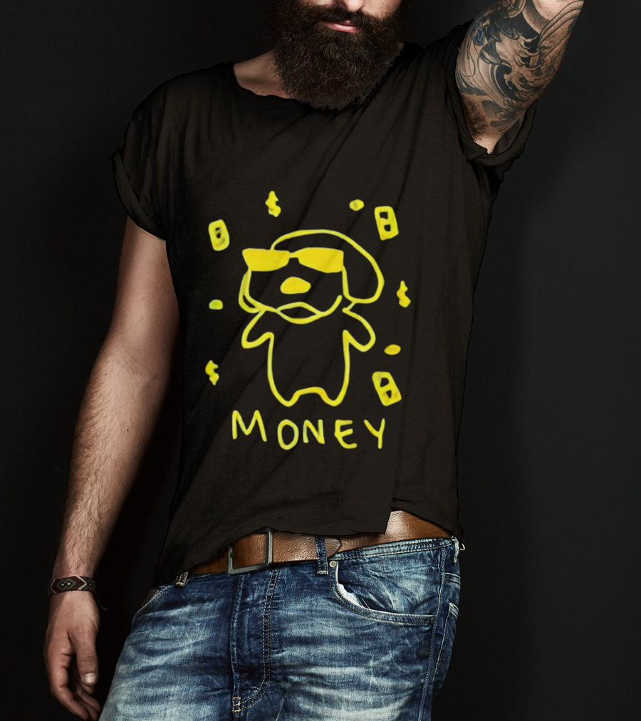 Golden Retriever Money Dog With Sunglasses Drawing T-Shirt