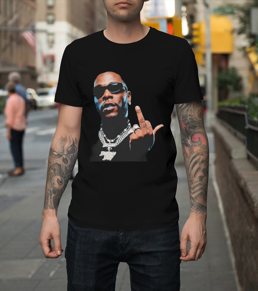 Burna Boy Middle Finger Gesture Bold Jewelry And Sunglasses Look T-Shirt