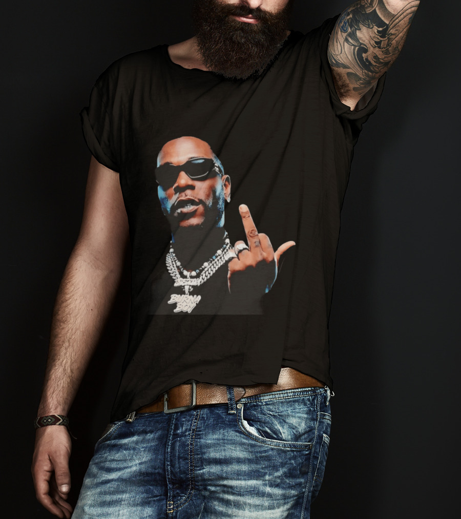 Burna Boy Middle Finger Gesture Bold Jewelry And Sunglasses Look T-Shirt