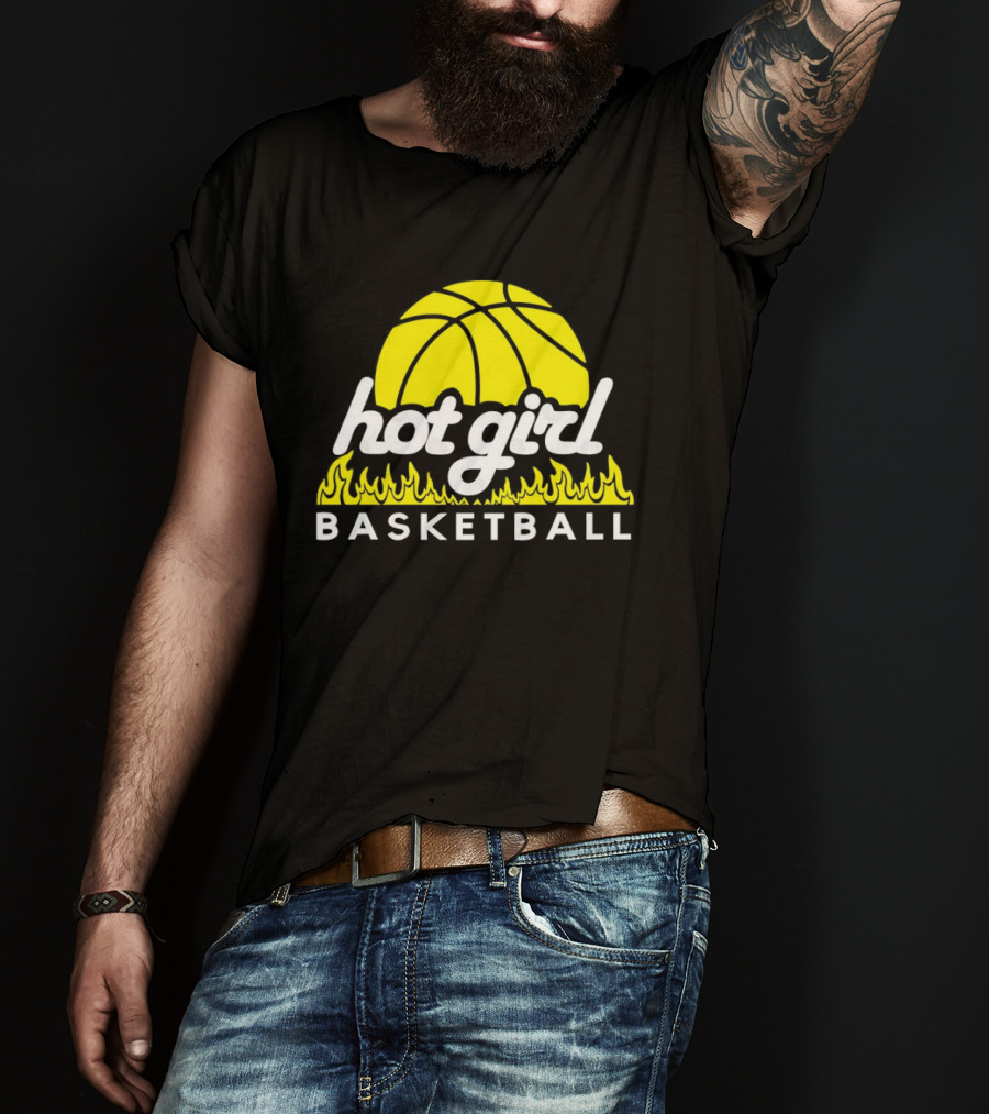 Hot Girl Basketball Fiery Yellow Basketball Flame T-Shirt