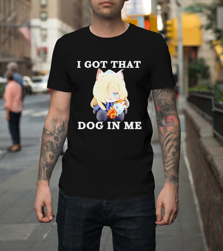 Chocopuni Plushie Kanna Ogata Holding Hot Dog I Got That Dog In Me T-Shirt