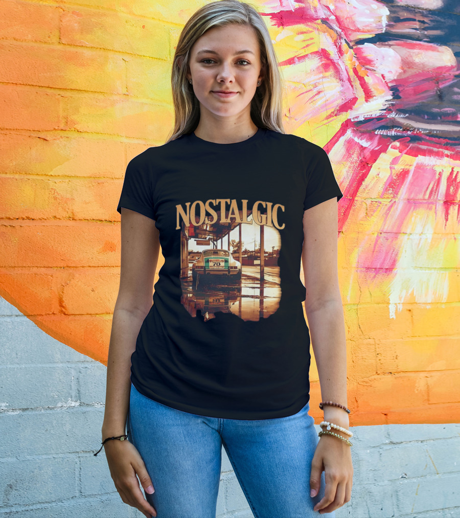 Nostalgic Vintage Car Rear View With Racing Number 70 T-Shirt