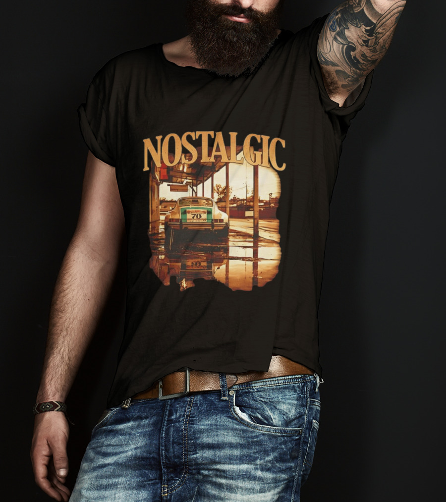 Nostalgic Vintage Car Rear View With Racing Number 70 T-Shirt