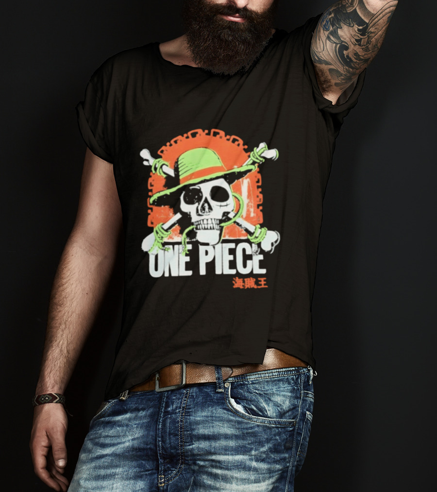 Ripple Junction One Piece Jolly Roger Skull With Hat T-Shirt