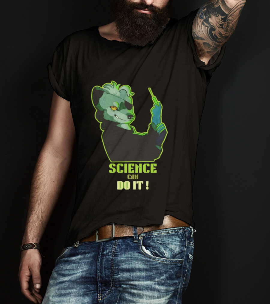 Science Can Do It Cartoon Panda With Test Tube T-Shirt