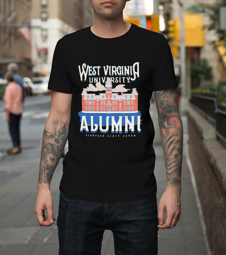 West Virginia University Alumni Eighteen Sixty Seven College Campus Building T-Shirt
