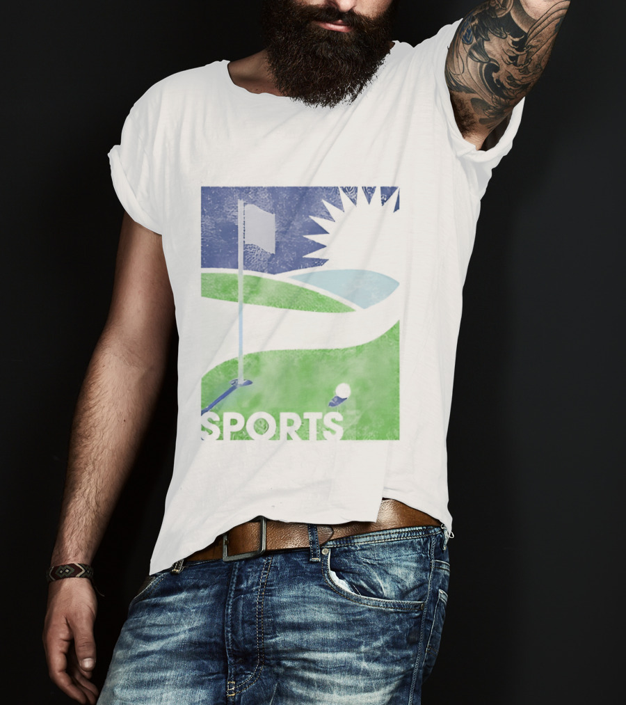 Golf Course Scenery Sports Landscape Sun Flag Ball T-Shirt