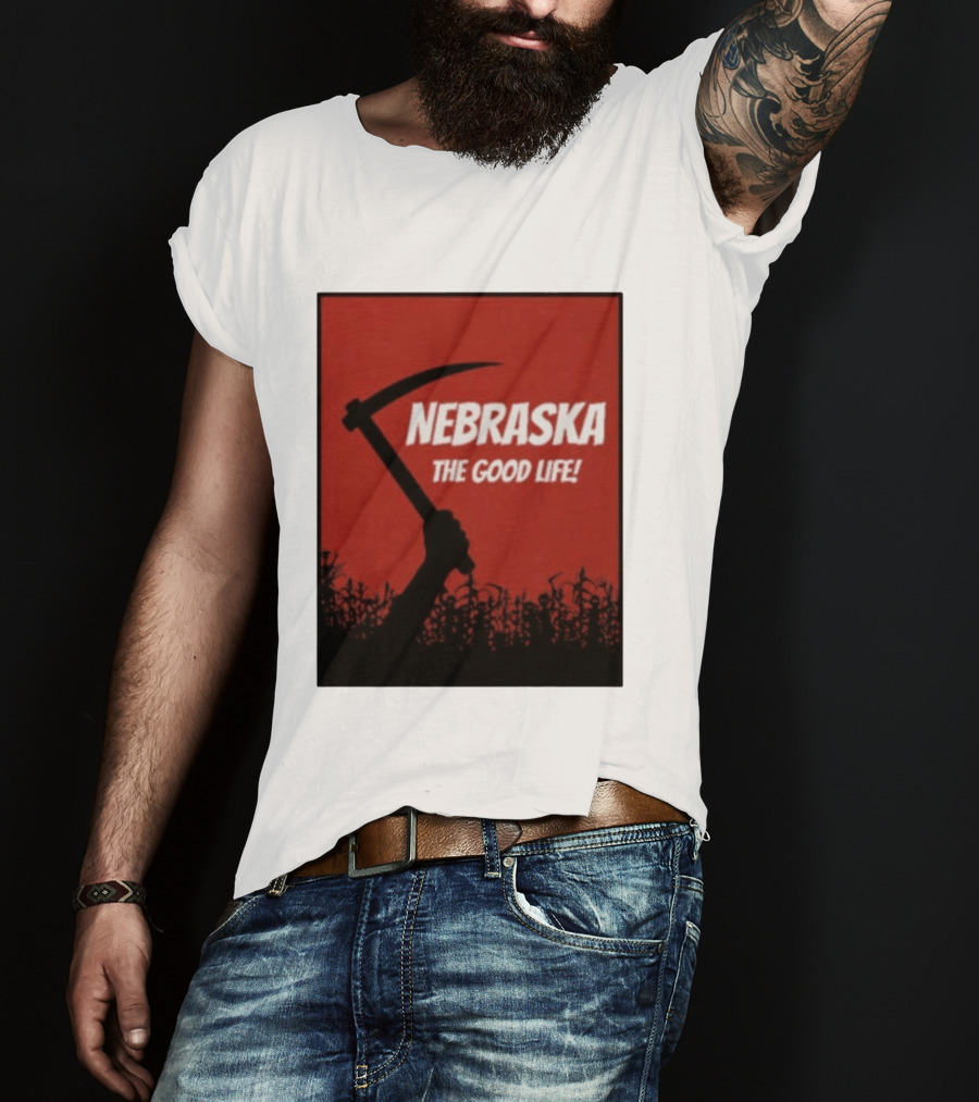 Nebraska The Good Life Hand With Sickle And Crop T-Shirt