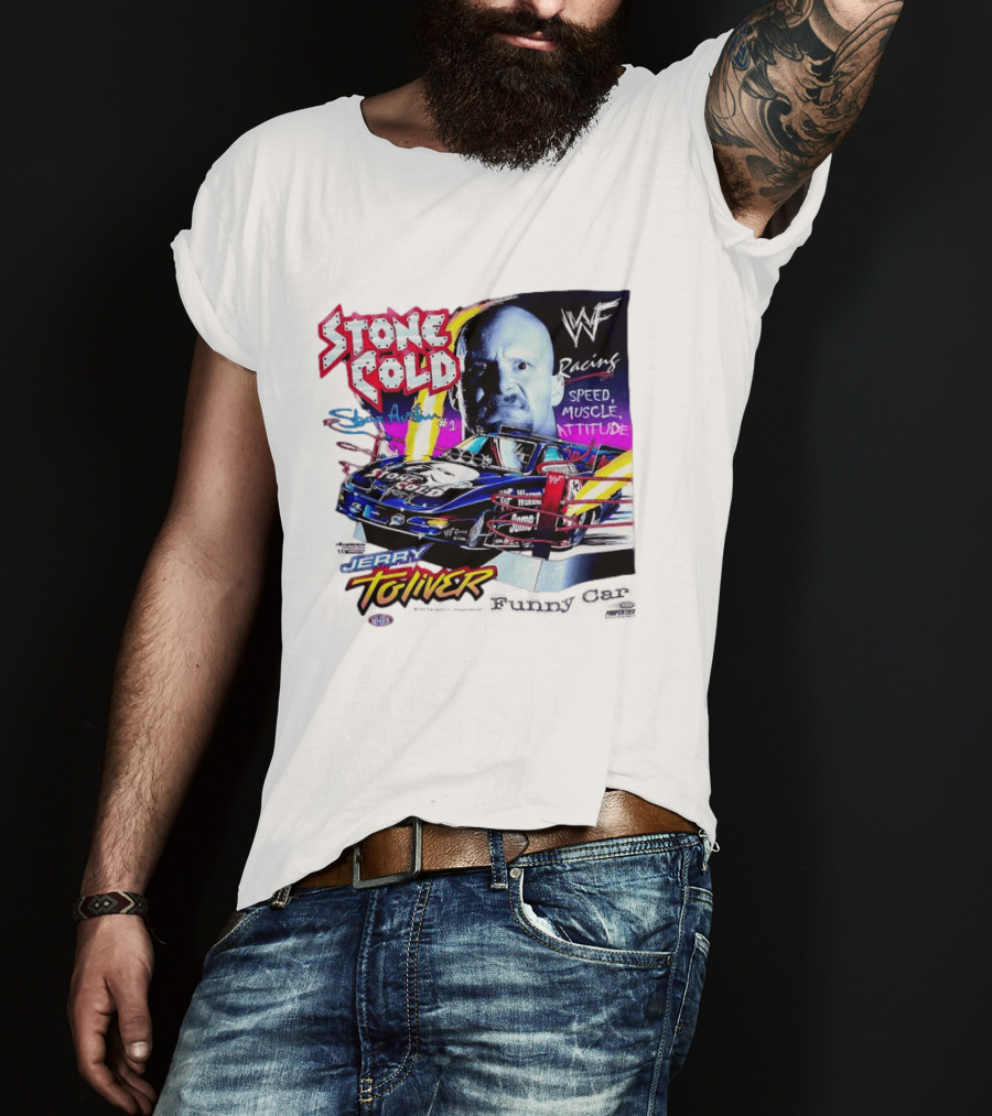 Stone Cold Steve Austin WWF Racing Jerry Toliver Speed Muscle Attitude T-Shirt
