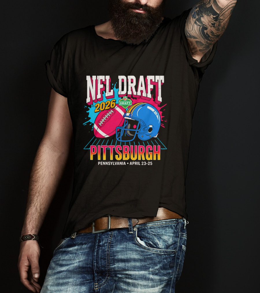 NFL Draft 2026 Pittsburgh Pennsylvania April 23 25 Football Helmet T-Shirt