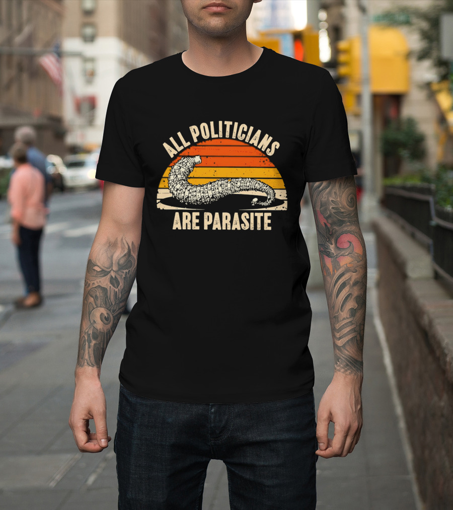 All Politicians Are Parasite Retro Sunset T-Shirt