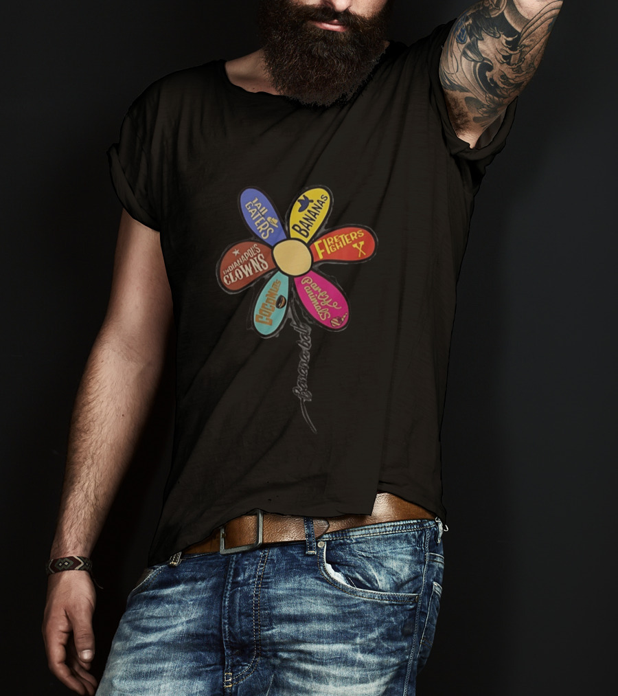 Bananas Tail Gaters Indianapolis Clowns Fire Fighters Goblins Party Animals Daisy Floral T-Shirt