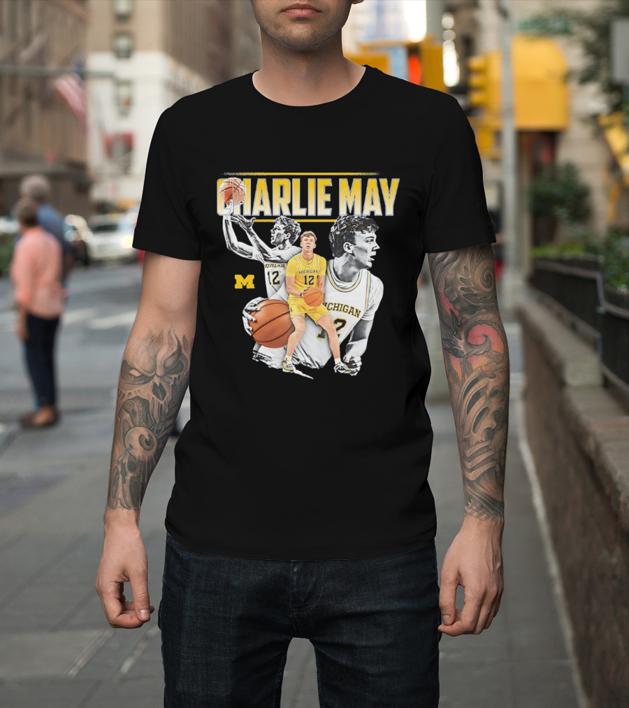 Charlie May Michigan Basketball NCAA Number 12 Collage T-Shirt