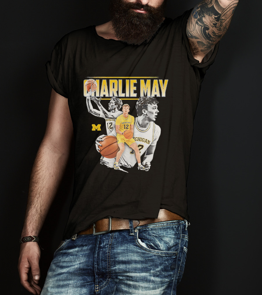 Charlie May Michigan Basketball NCAA Number 12 Collage T-Shirt