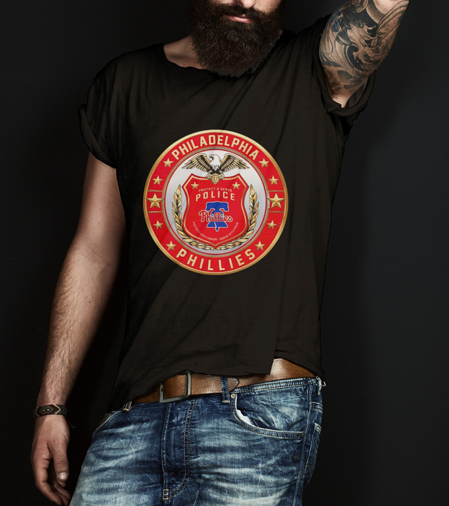 Philadelphia Phillies Police Badge Protect Serve Honor Pride T-Shirt