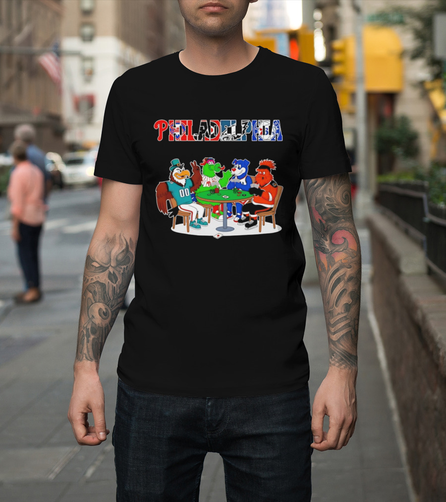 Philadelphia Mascots Playing Poker Cards T-Shirt