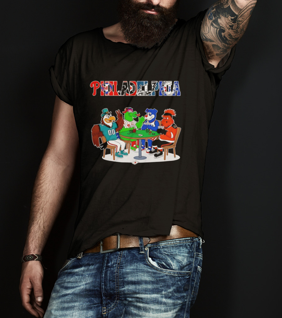 Philadelphia Mascots Playing Poker Cards T-Shirt