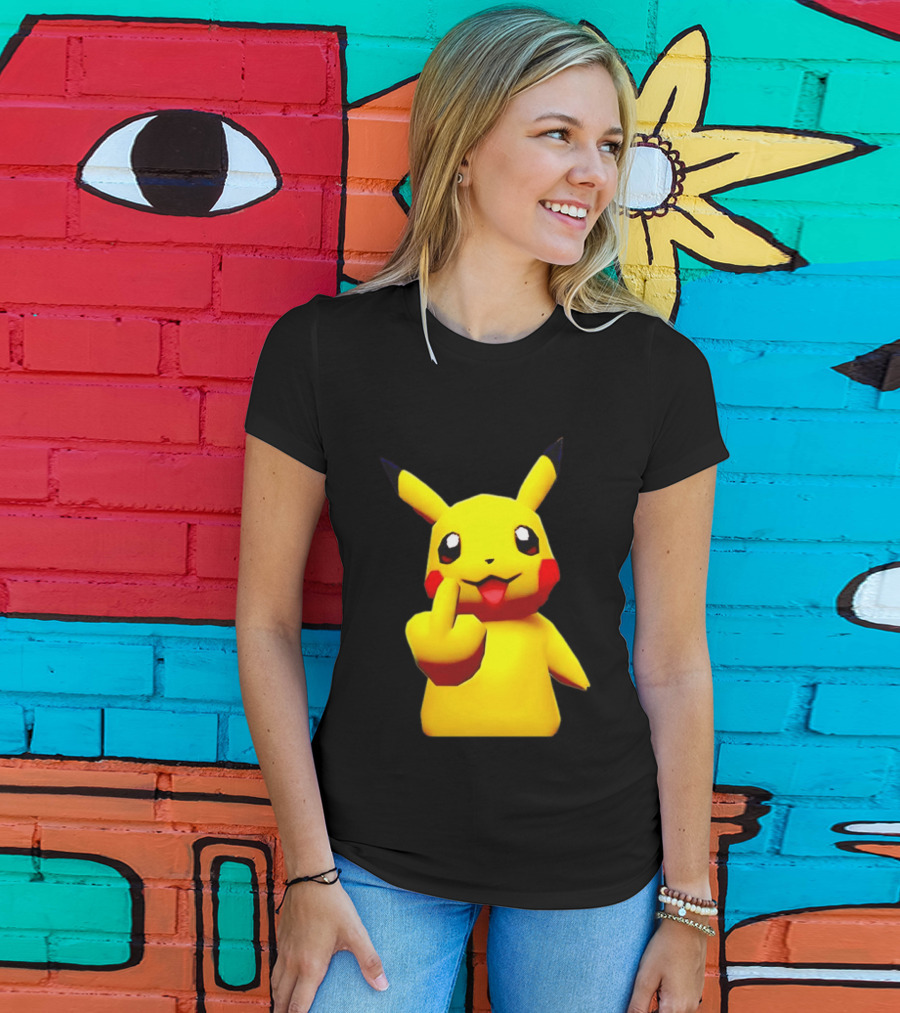 Pikachu Pokémon Middle Finger Gesture T-Shirt